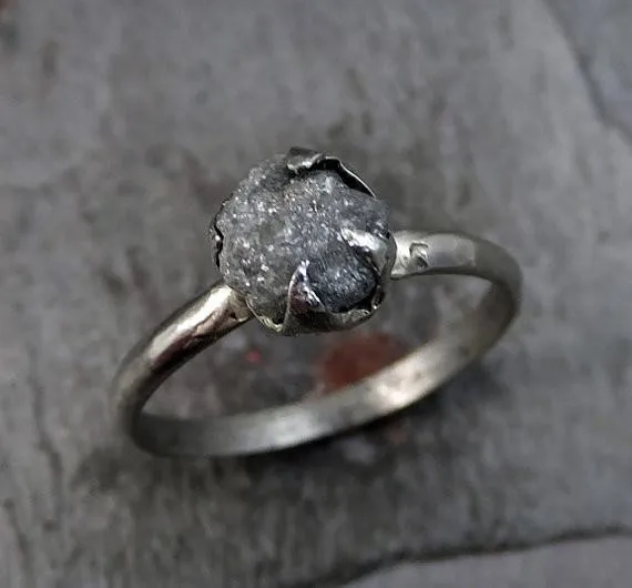 raw rough uncut diamond engagement ring rough diamond solitaire 14k white gold conflict free diamond wedding promise Alternative Engagement