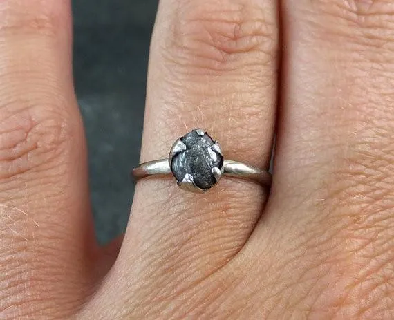 raw rough uncut diamond engagement ring rough diamond solitaire 14k white gold conflict free diamond wedding promise Alternative Engagement