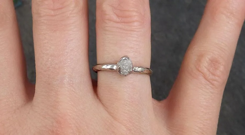 raw rough uncut diamond engagement ring rough diamond solitaire 14k white gold conflict free diamond wedding promise byangeline 0332 Alternative Engagement