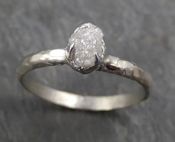 raw rough uncut diamond engagement ring rough diamond solitaire 14k white gold conflict free diamond wedding promise byangeline 0332 Alternative Engagement
