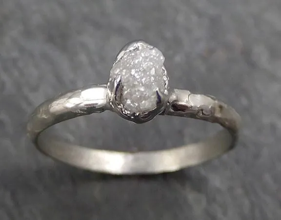 raw rough uncut diamond engagement ring rough diamond solitaire 14k white gold conflict free diamond wedding promise byangeline 0332 Alternative Engagement