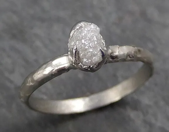 raw rough uncut diamond engagement ring rough diamond solitaire 14k white gold conflict free diamond wedding promise byangeline 0332 Alternative Engagement