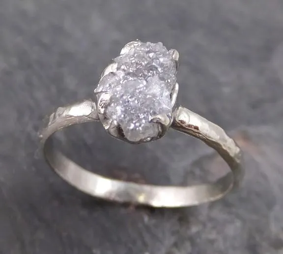 raw rough uncut diamond engagement ring rough diamond solitaire 14k white gold conflict free diamond wedding promise ring Alternative Engagement