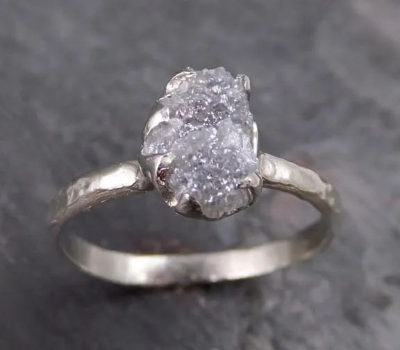 raw rough uncut diamond engagement ring rough diamond solitaire 14k white gold conflict free diamond wedding promise ring Alternative Engagement