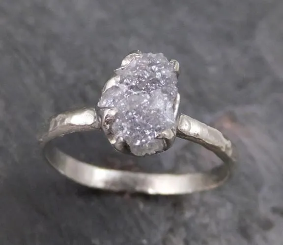 raw rough uncut diamond engagement ring rough diamond solitaire 14k white gold conflict free diamond wedding promise ring Alternative Engagement