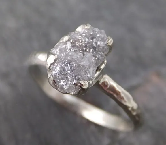 raw rough uncut diamond engagement ring rough diamond solitaire 14k white gold conflict free diamond wedding promise ring Alternative Engagement