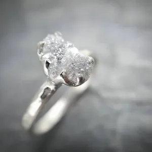 raw rough uncut diamond engagement ring rough diamond solitaire 14k white gold conflict free diamond wedding promise ring Alternative Engagement