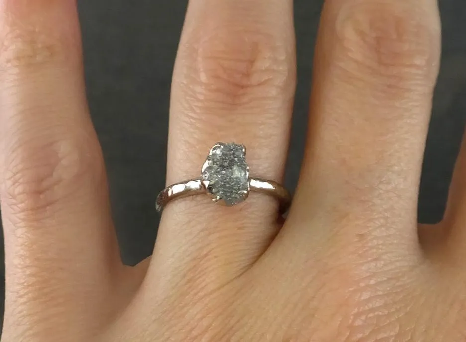 raw rough uncut diamond engagement ring rough diamond solitaire 14k white gold conflict free diamond wedding promise ring Alternative Engagement