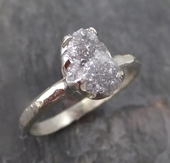 raw rough uncut diamond engagement ring rough diamond solitaire 14k white gold conflict free diamond wedding promise ring Alternative Engagement