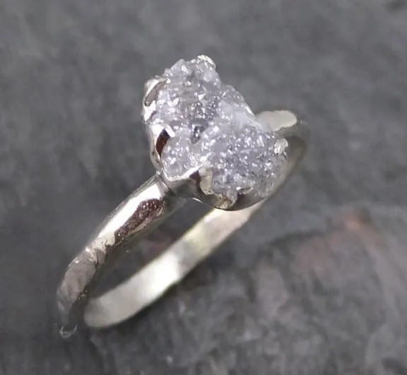 raw rough uncut diamond engagement ring rough diamond solitaire 14k white gold conflict free diamond wedding promise ring Alternative Engagement