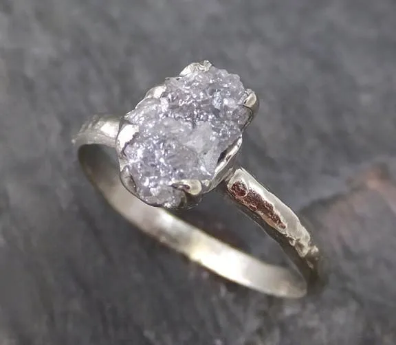 raw rough uncut diamond engagement ring rough diamond solitaire 14k white gold conflict free diamond wedding promise ring Alternative Engagement