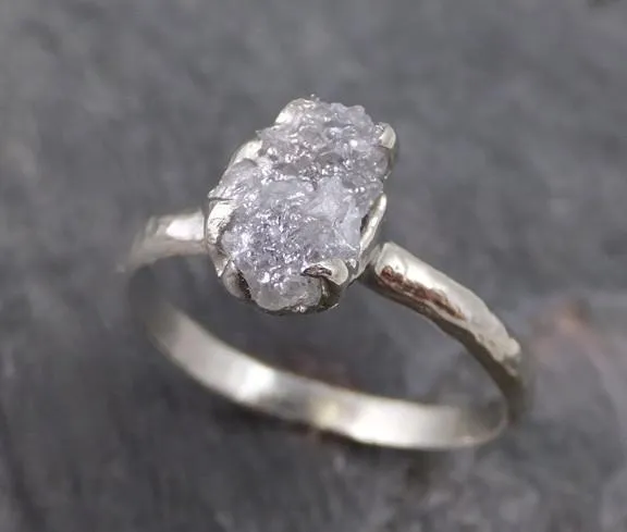 raw rough uncut diamond engagement ring rough diamond solitaire 14k white gold conflict free diamond wedding promise ring Alternative Engagement
