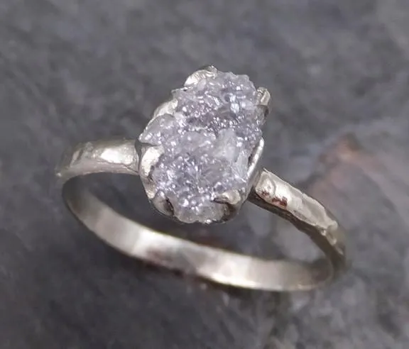raw rough uncut diamond engagement ring rough diamond solitaire 14k white gold conflict free diamond wedding promise ring Alternative Engagement