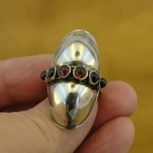 Red Garnet Ring 925 Sterling Silver size 7,7.5 Handmade Hadar Designers (H) SALE