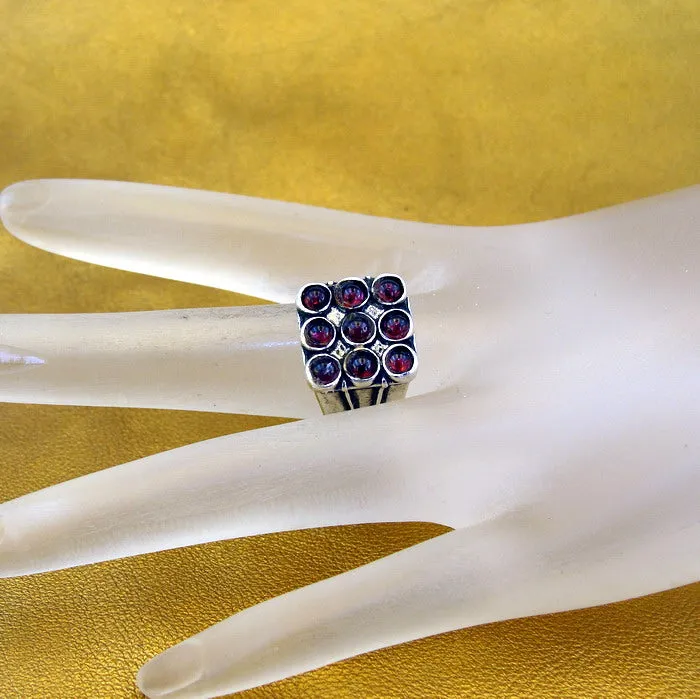Red Garnet Ring 925 Sterling Silver  size 9.5,10 Handmade Hadar Designers  (H)LAST