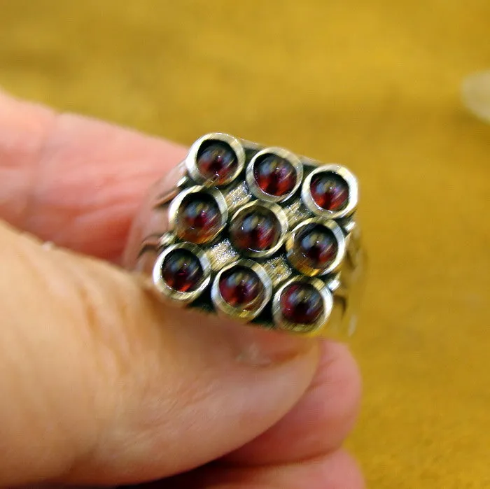 Red Garnet Ring 925 Sterling Silver  size 9.5,10 Handmade Hadar Designers  (H)LAST