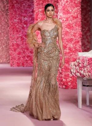 Reine gold mukaish corset and skirt