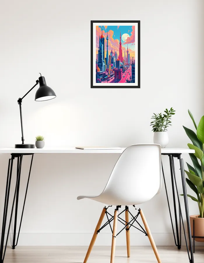 Retro-Futuristic Skyline Dreamscape Wall Art Poster