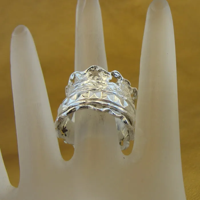 Ring 925 Sterling Silver Spin Swivel 8, 8.5 Handmade Hadar Designers (B) LAST