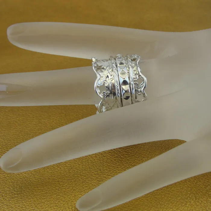 Ring 925 Sterling Silver Spin Swivel 8, 8.5 Handmade Hadar Designers (B) LAST