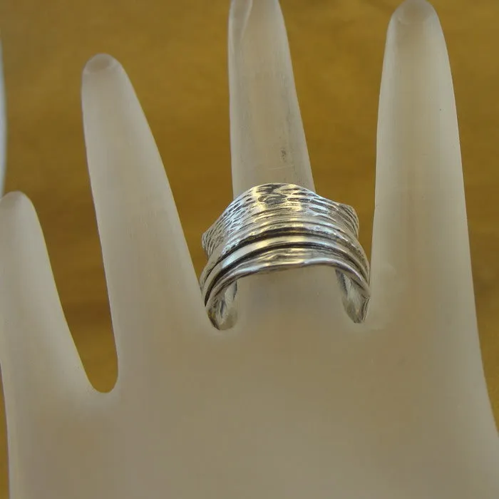 Ring 925 Sterling Silver Spin Swivel  sz 7.5, 8 Handmade Hadar Designers (B) LAST