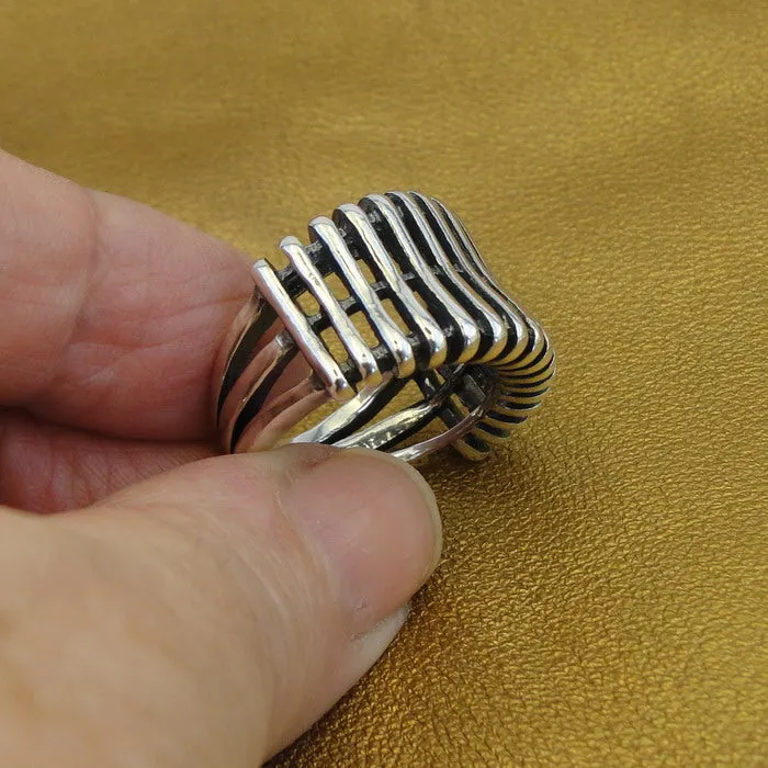 Ring Artistic 925 Sterling Silver 7.5, 8, 8.5 Handmade Hadar Designers (H) LAST