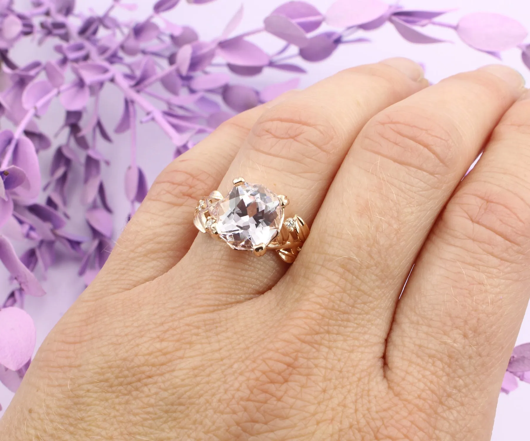 Romantic Kunzite Floral Diamond Ring