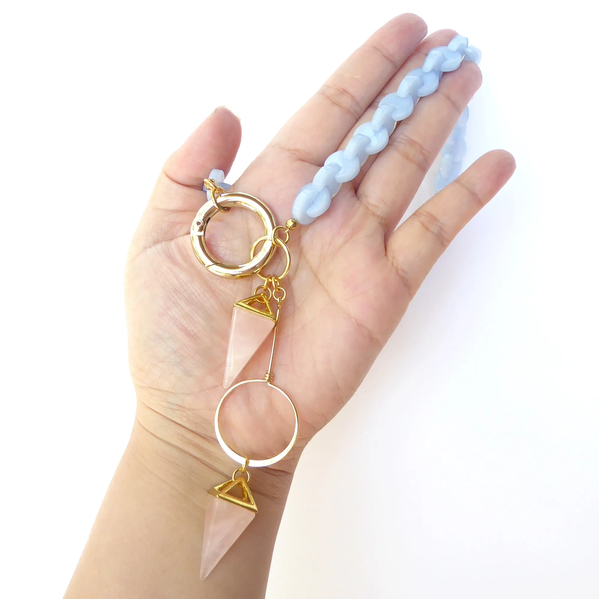 Rose quartz spike necklace