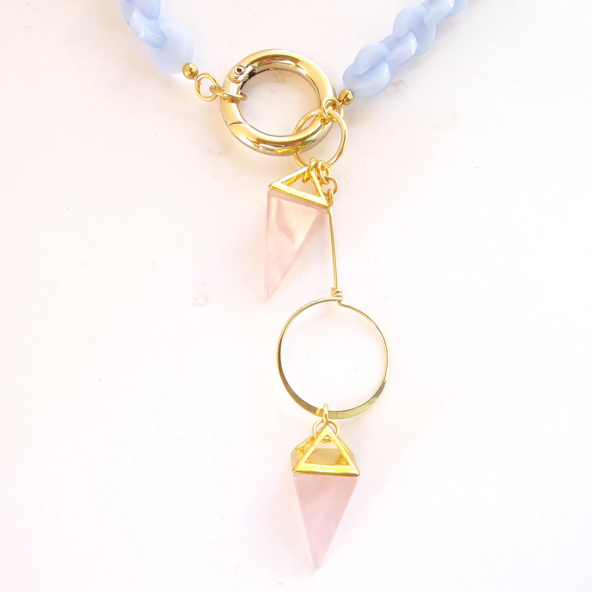 Rose quartz spike necklace