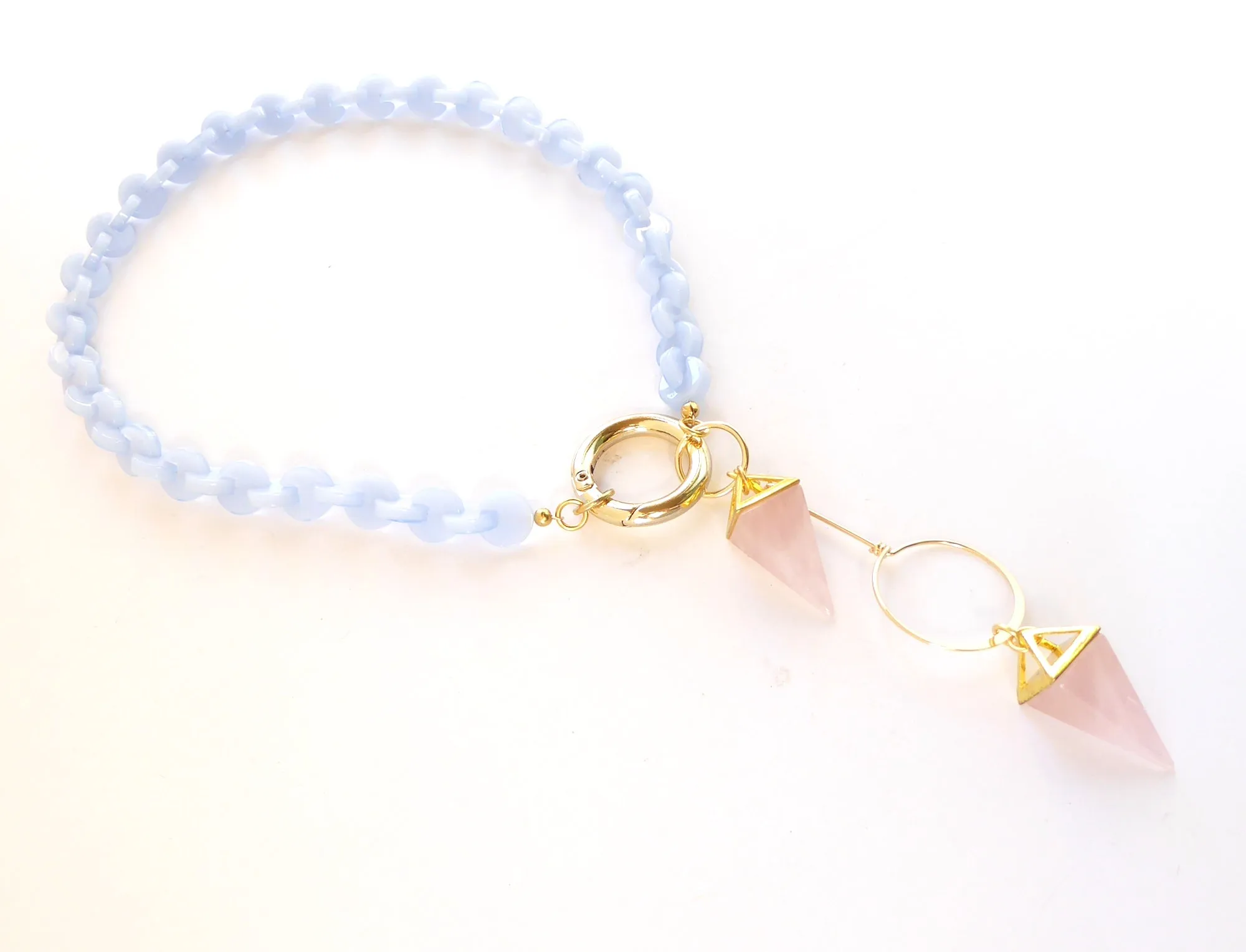 Rose quartz spike necklace