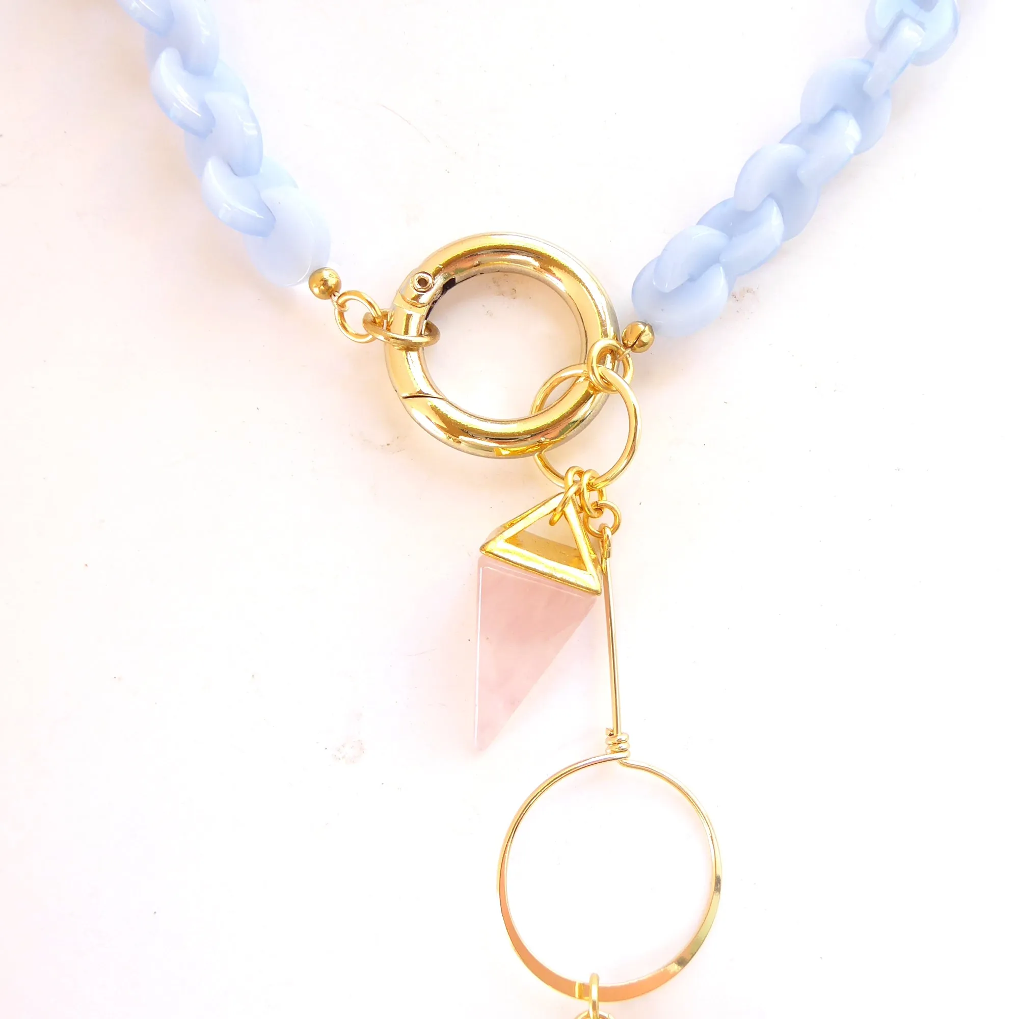 Rose quartz spike necklace