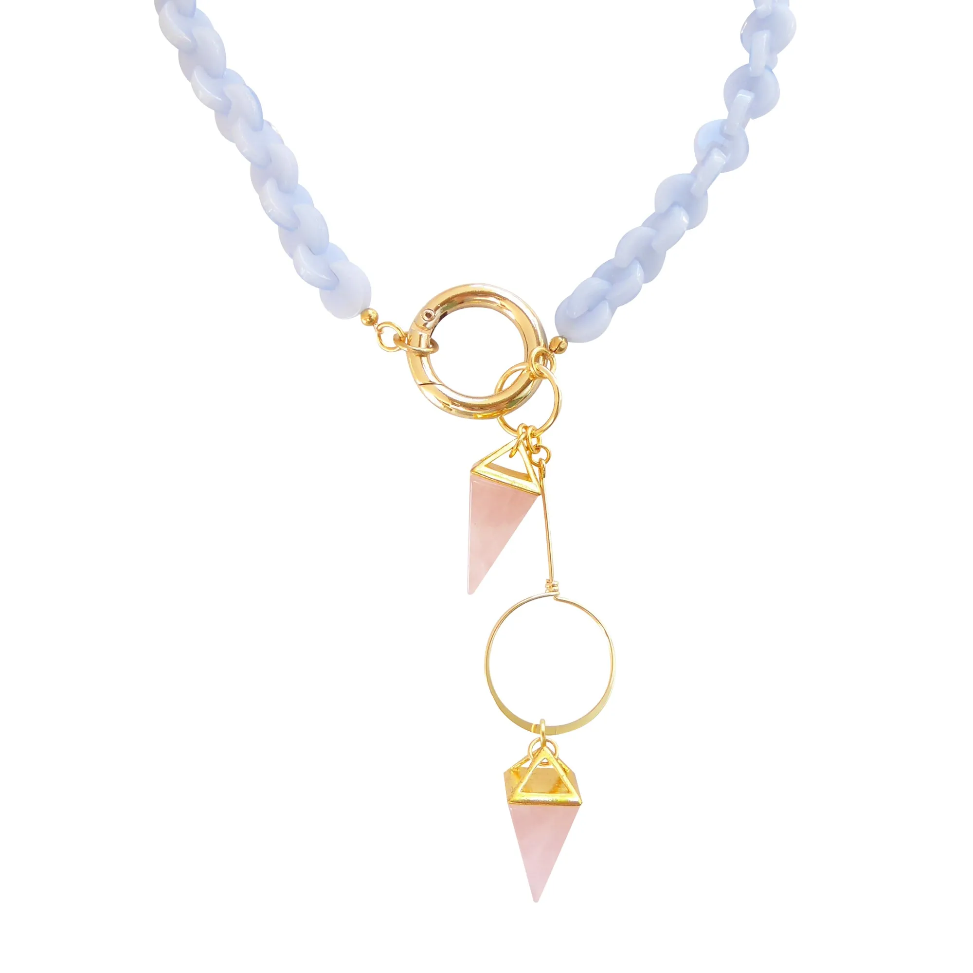 Rose quartz spike necklace