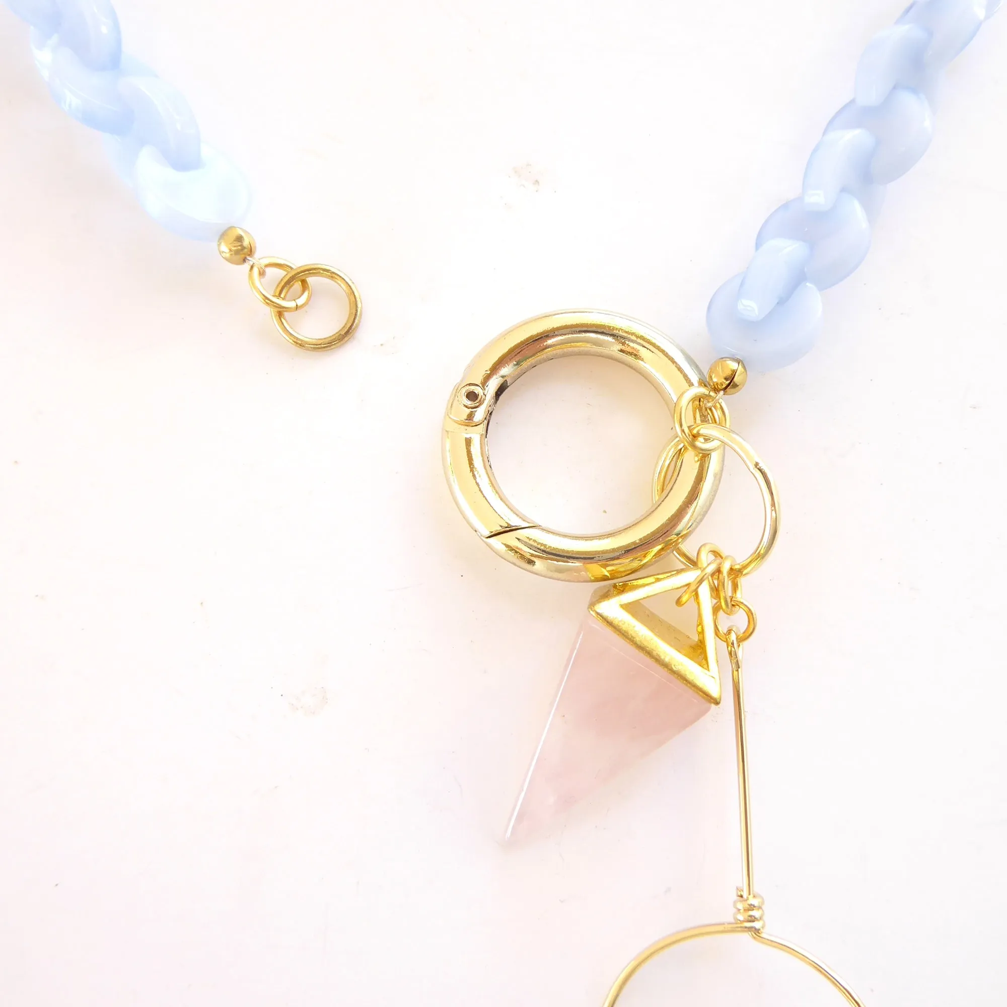 Rose quartz spike necklace