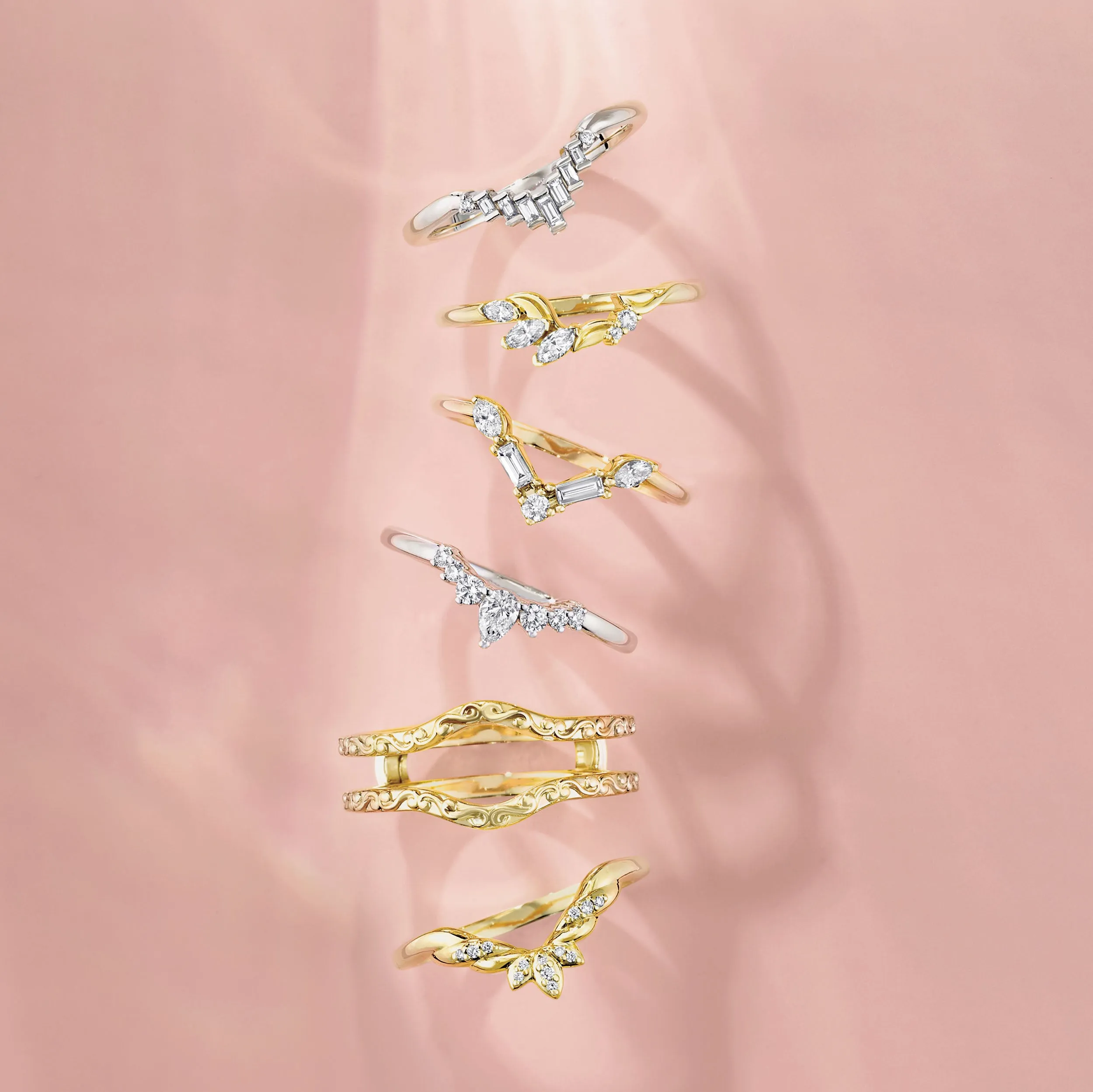 Round Diamond Floral Inspired Curved Band