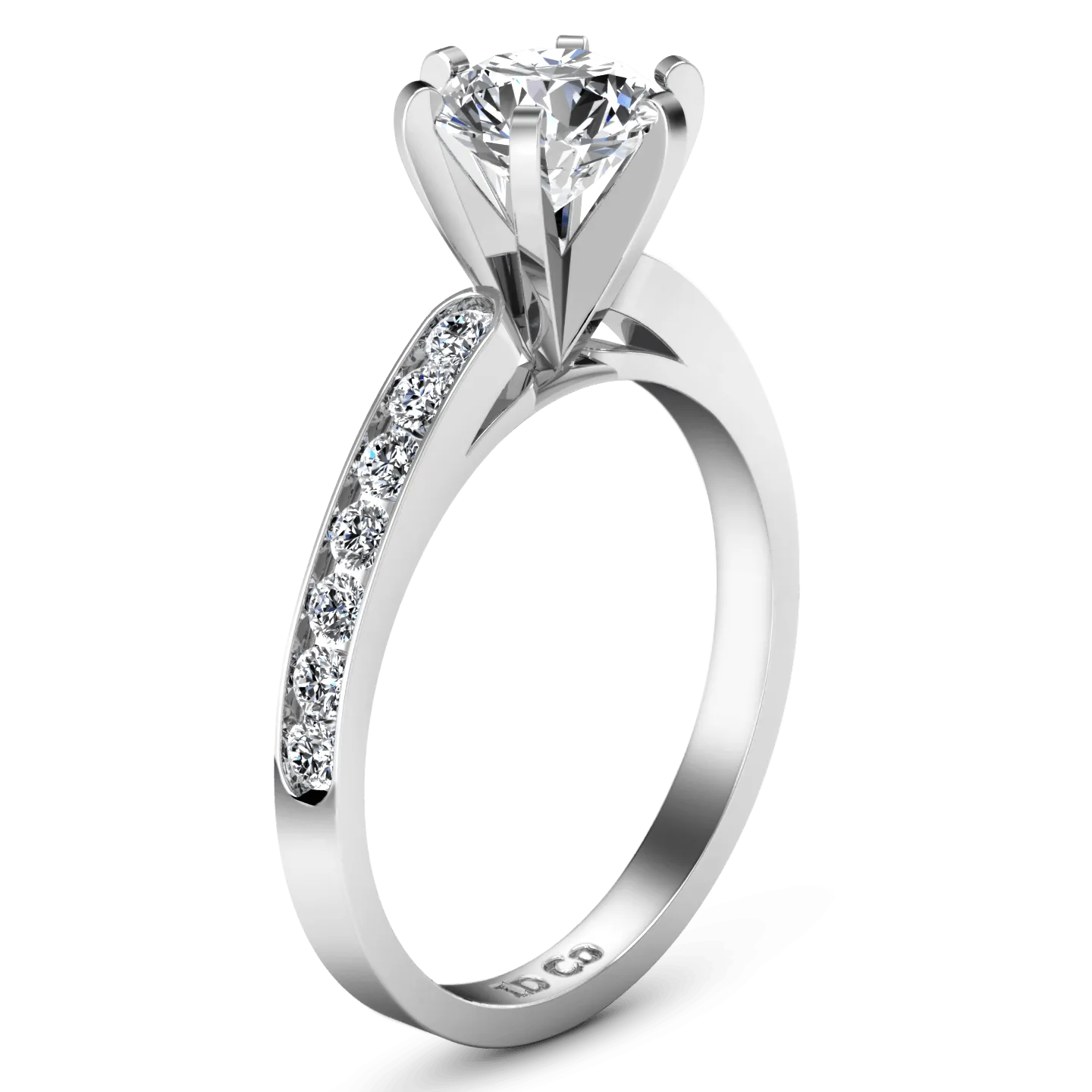 Round Diamond Pave Engagement Ring Yvonne 14K White Gold