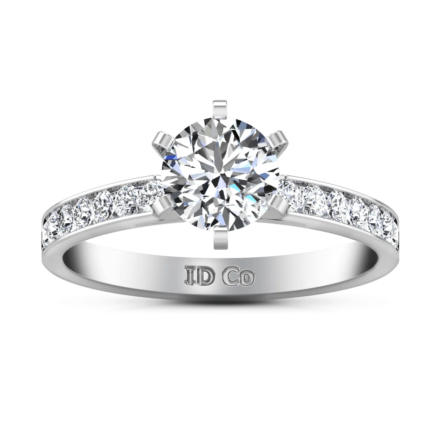 Round Diamond Pave Engagement Ring Yvonne 14K White Gold
