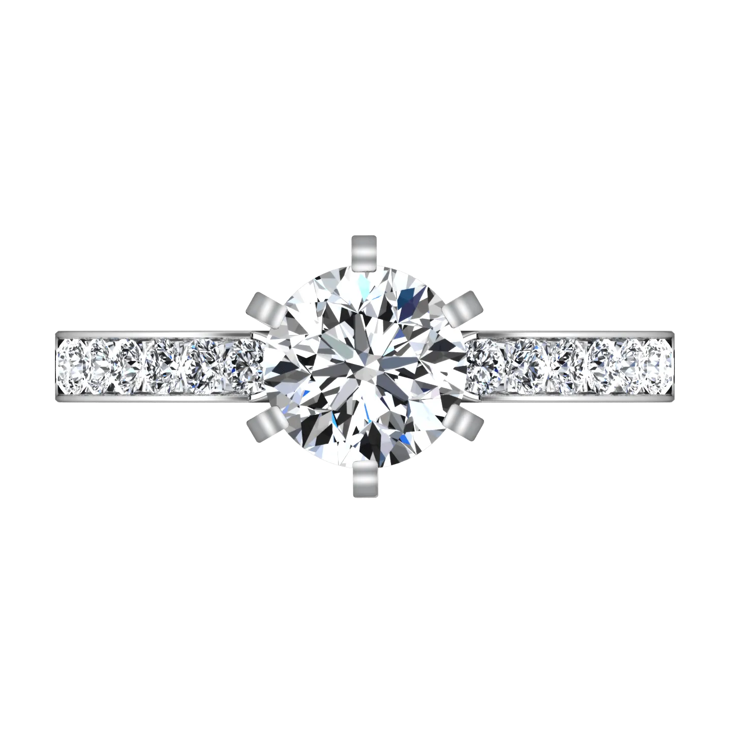 Round Diamond Pave Engagement Ring Yvonne 14K White Gold