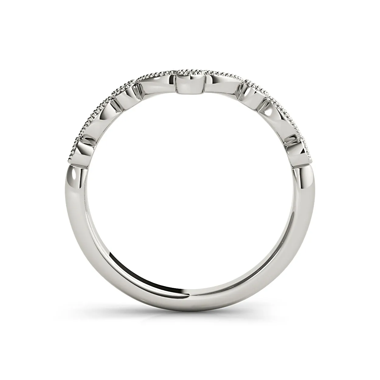 Round Diamond Vintage Inspired Curved Band