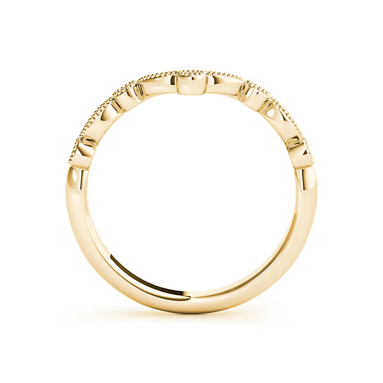 Round Diamond Vintage Inspired Curved Band
