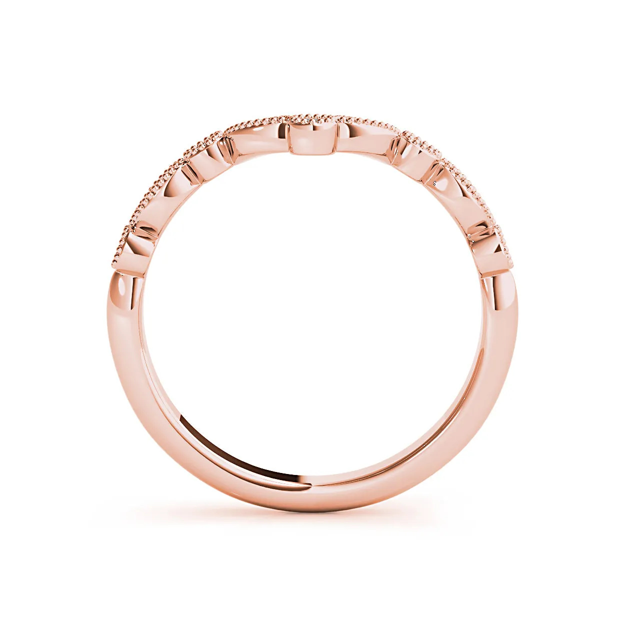 Round Diamond Vintage Inspired Curved Band