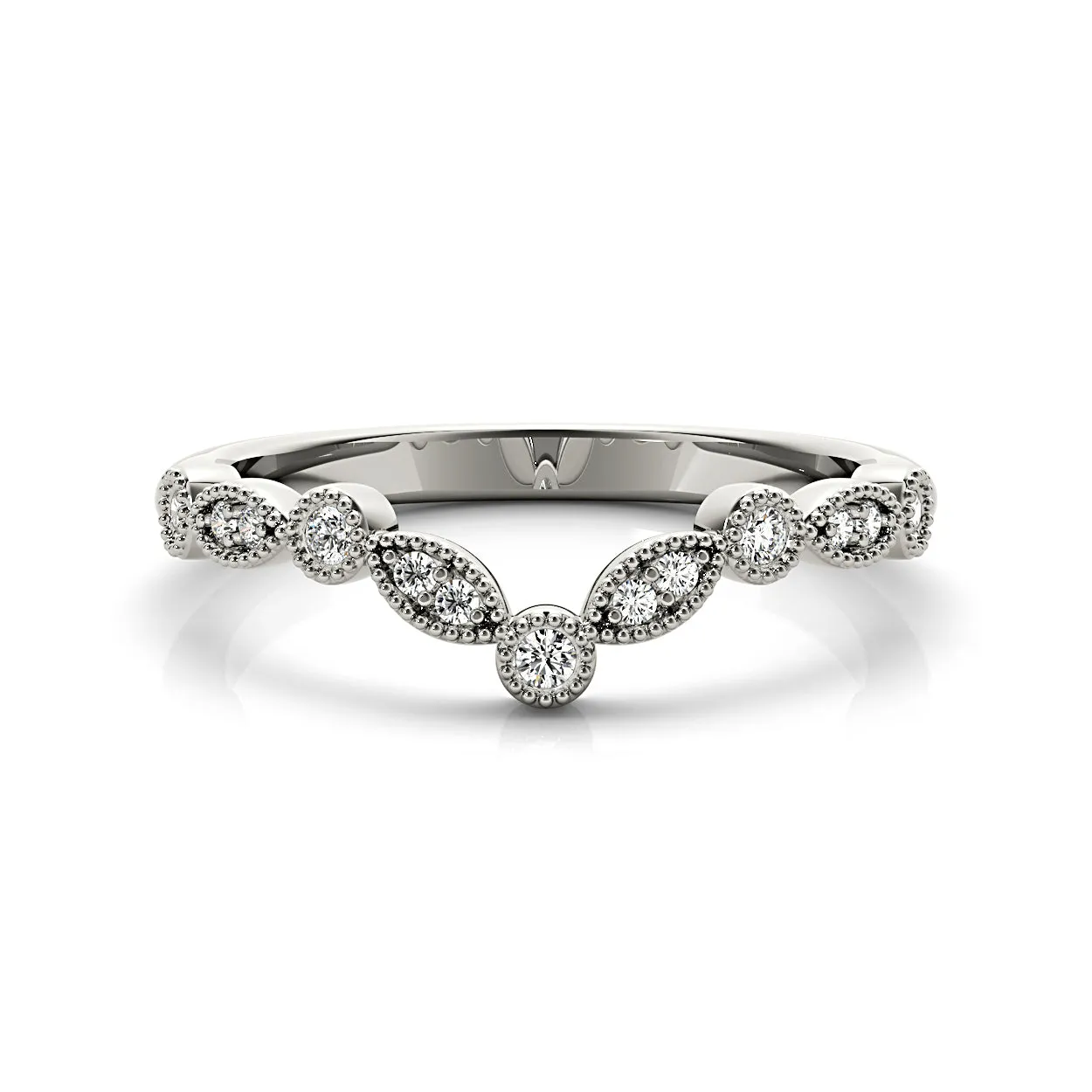 Round Diamond Vintage Inspired Curved Band