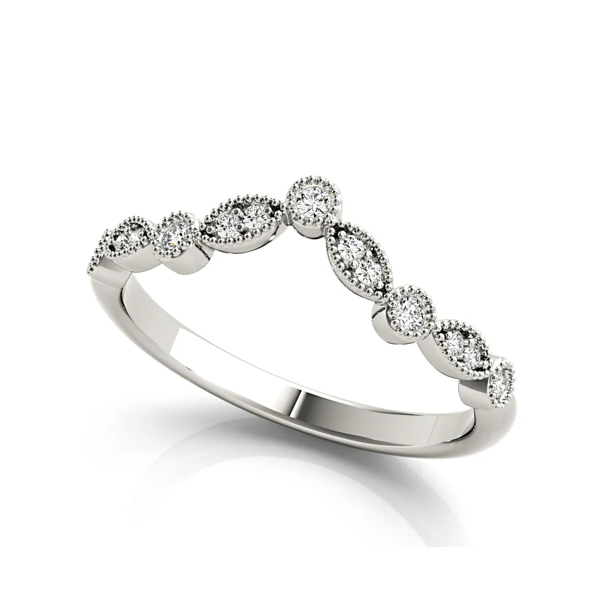Round Diamond Vintage Inspired Curved Band