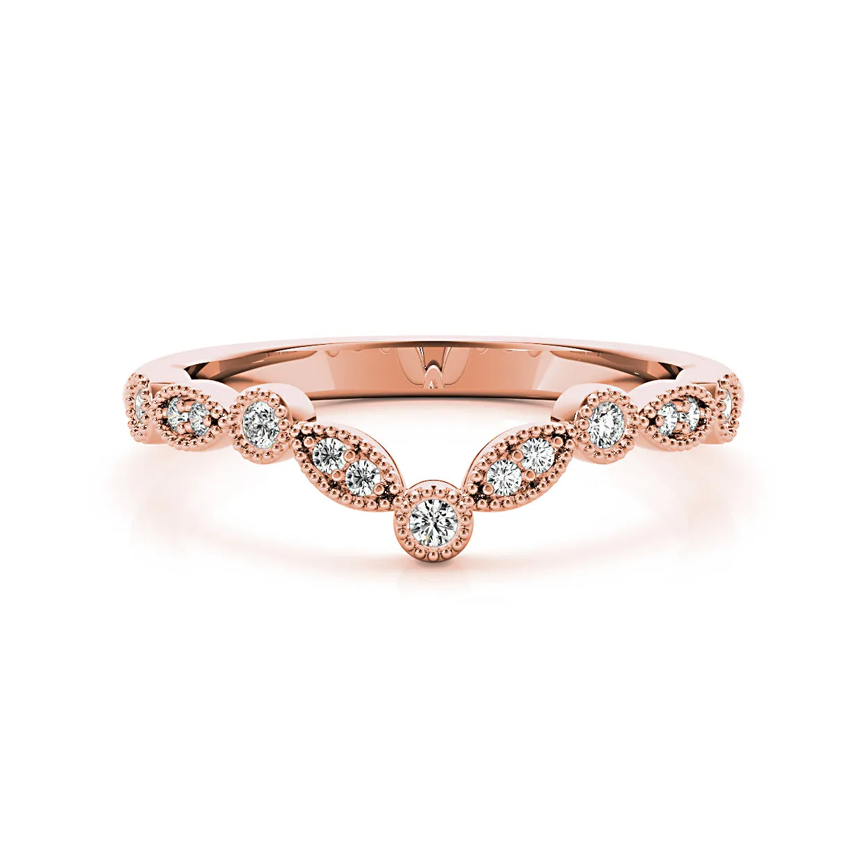 Round Diamond Vintage Inspired Curved Band