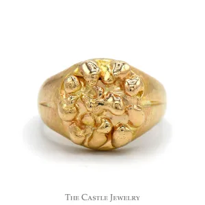 Round Nugget Style Ring in 14k Yellow Gold - Size 10