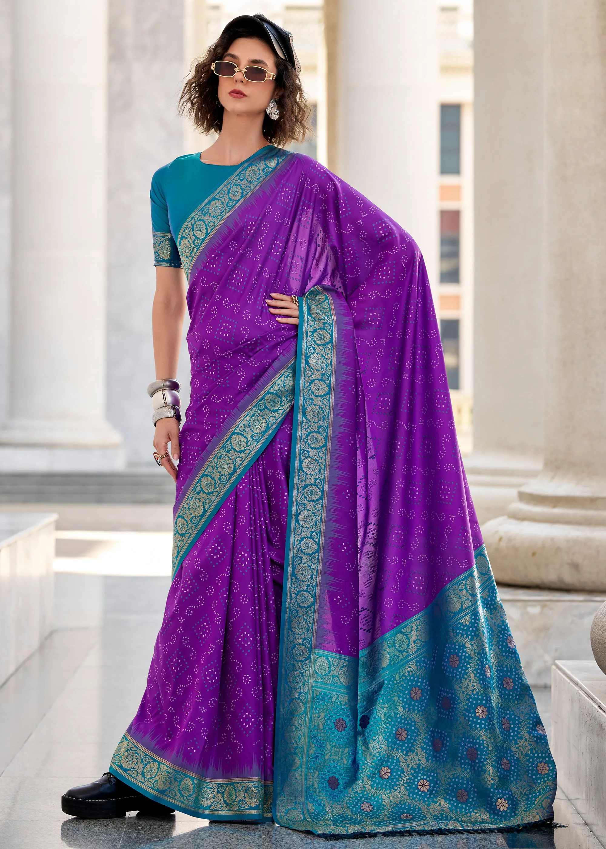 Royal Purple Woven Banarasi Silk Saree