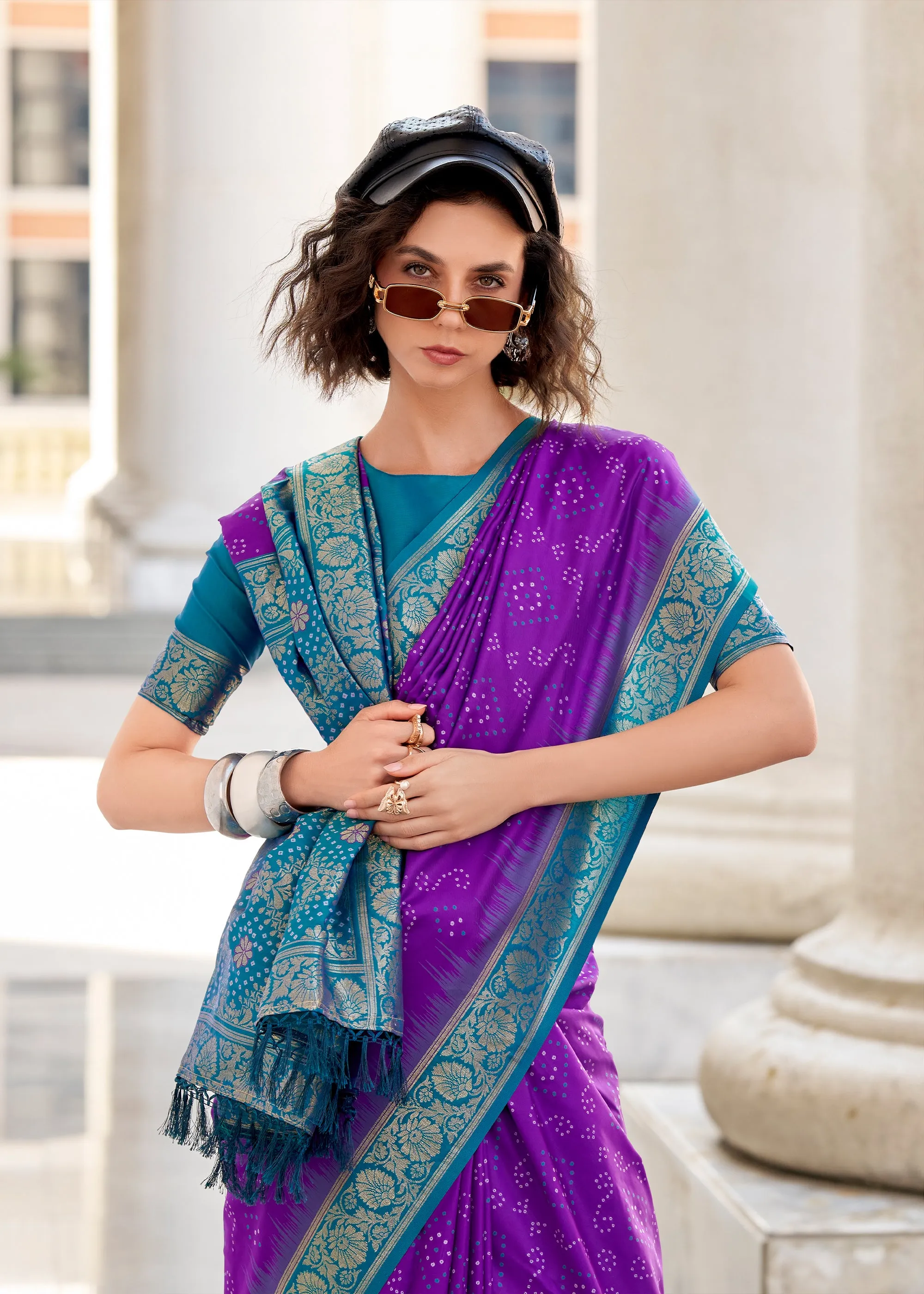 Royal Purple Woven Banarasi Silk Saree