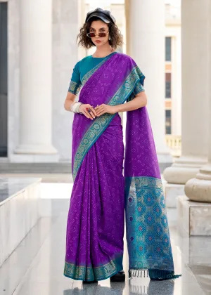 Royal Purple Woven Banarasi Silk Saree