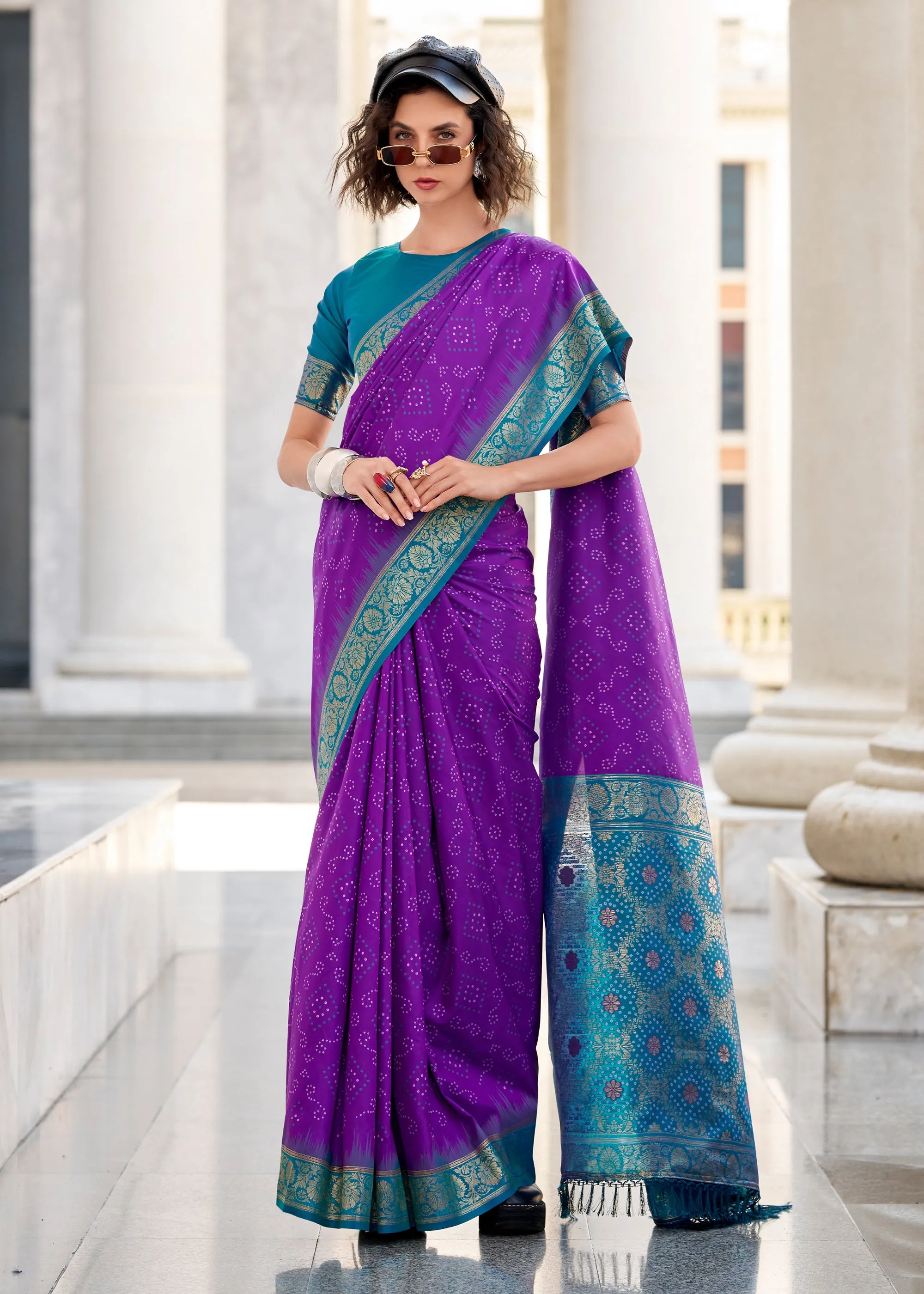 Royal Purple Woven Banarasi Silk Saree