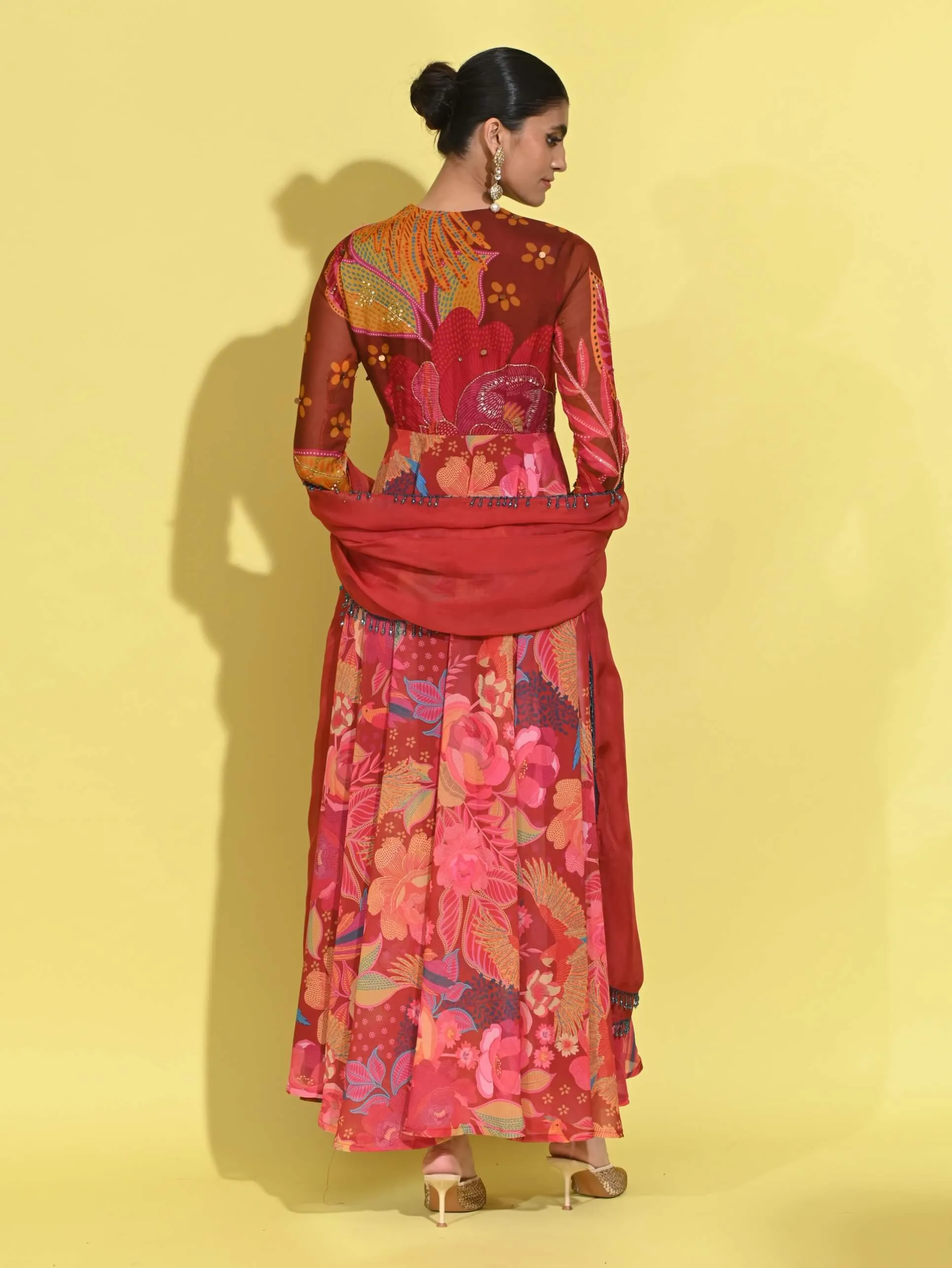 Ruby anarkali and dupatta