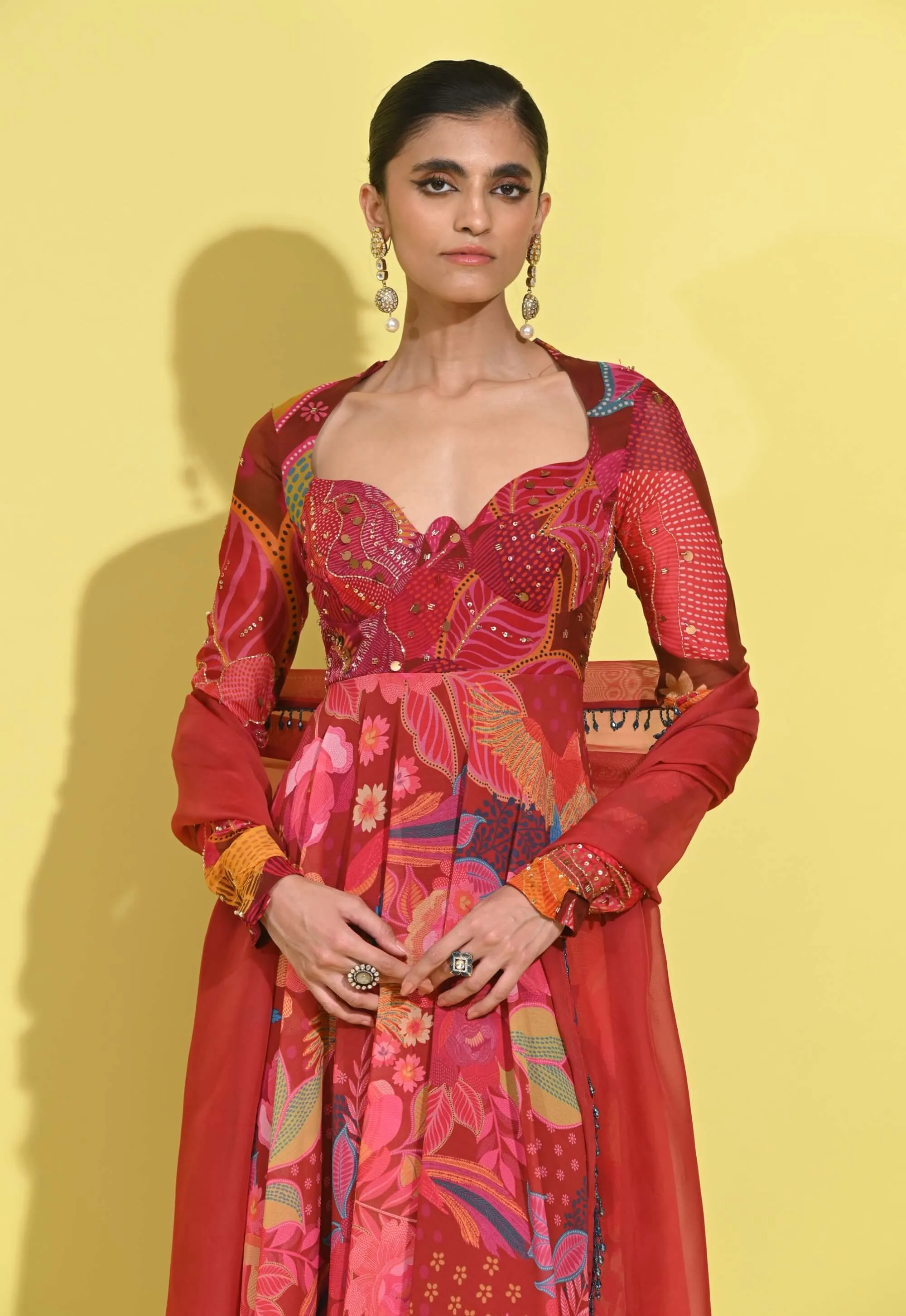 Ruby anarkali and dupatta